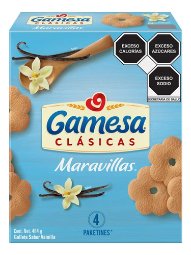 2 Pzs Gamesa Galletas Sabor Vainilla Maravillas 464gr