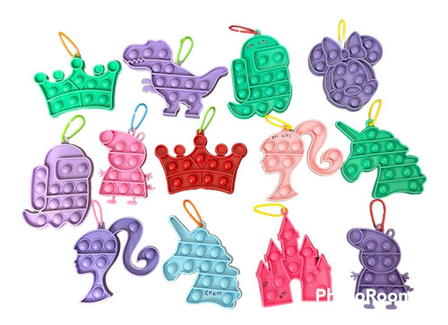 Imagen 2 de 5 de Mini Pop It Pack X30 Silicona Popit Colgante Antiestres