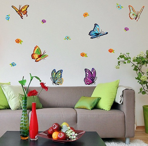 Imagen 2 de 6 de Vinilos Decorativos Mariposas Flores