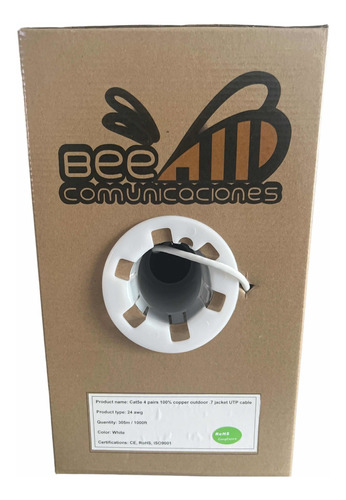 Cable Utp Cat5e, Un Forro Exterior, 100%cobre, Beecom, Certi