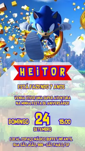 Convite Digital Sonic - Fazendo a Nossa Festa