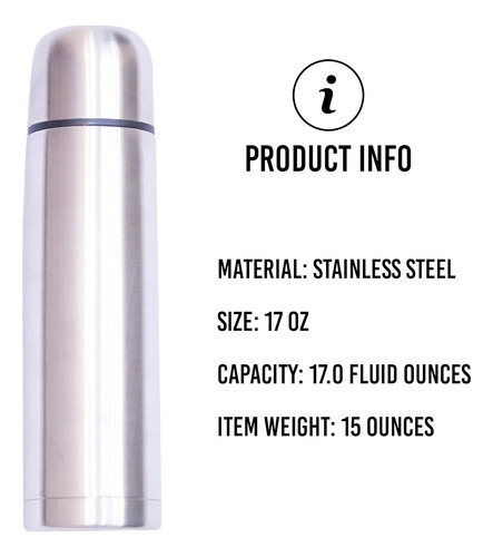 Termo De Acero Inoxidable | Bpa Libre, Triple Pared | 500 Ml