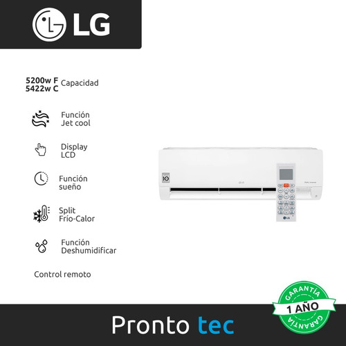 Aire Acondicionado LG Dual Cool Inverter Wifi 5200w Frío/cal