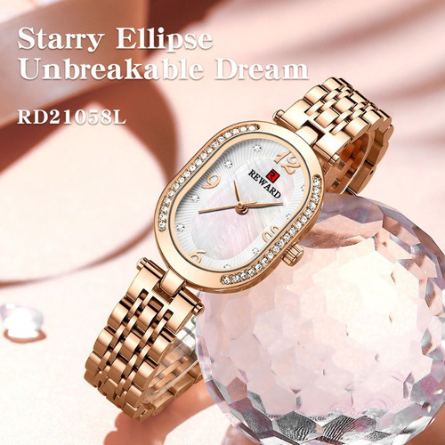 Relojes De Cuarzo Con Diamantes Y Elegantes De Lujo Reward Color Del Fondo Rose Blue