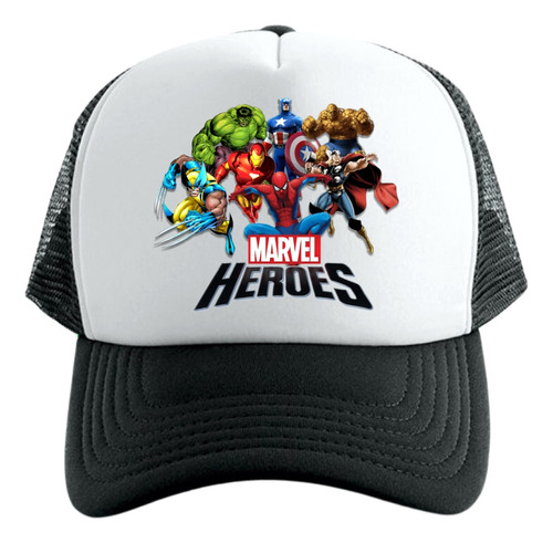 Gorra Tipo Trucker Negra Super Heroes