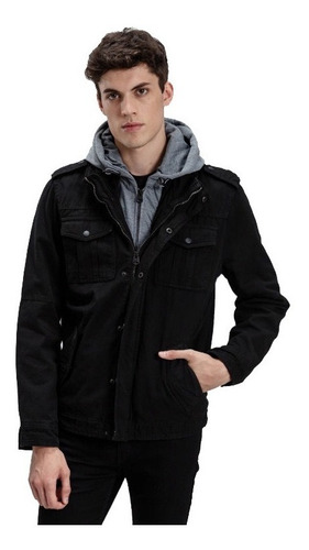 Campera Levis Hombre Milita Jacket Buzo Gabardina Negra