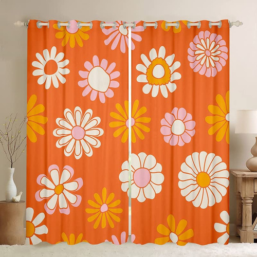 Cortinas Opacas Para Sala De Estar, Estilo Retro Hippie De L