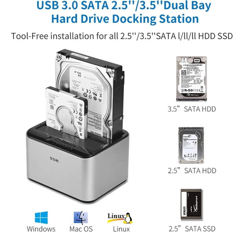 Docking Disco Duro 2.5 3.5 Usb Externo Duplicador Ssk Clona