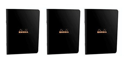 Escritura - Cuadernos - Rhodia Staple Bound Black Notebooks 