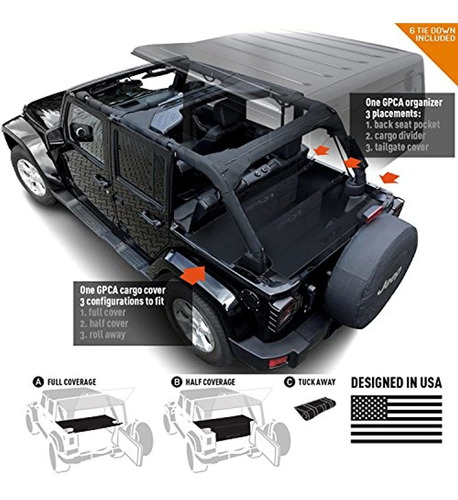 Gpca Jeep Wrangler 4dr Cubierta Lite Y Organizador De Carga