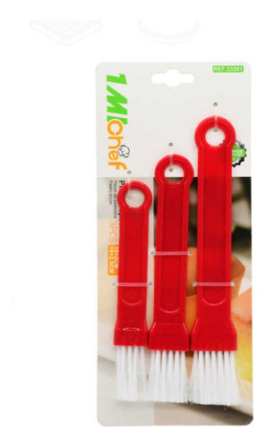 Set 3 Brochas De Cocina Y Reposteria Rojo