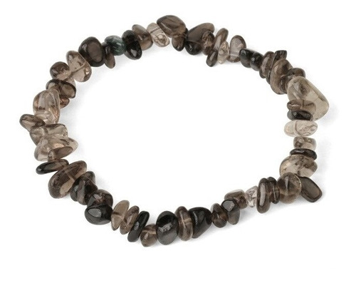 Pulsera Piedra Natural Cuarzo Ahumado Chips