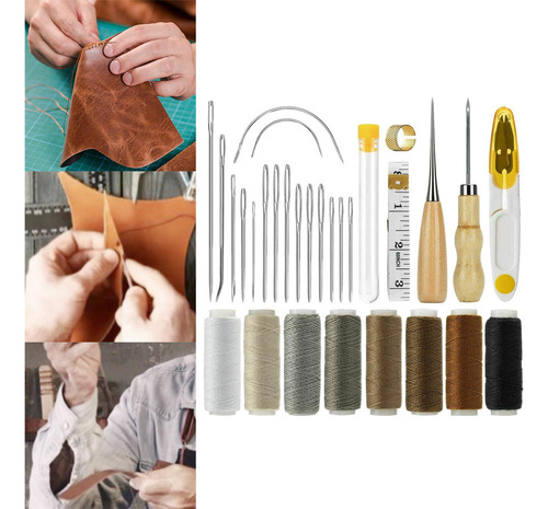. Kit De Costura De Cuero, Hilo Encerado De 8 Colores Con