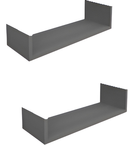 Kit 2 Prateleiras U Nicho Mdf 15mm 60x12x12 Cm Cinza