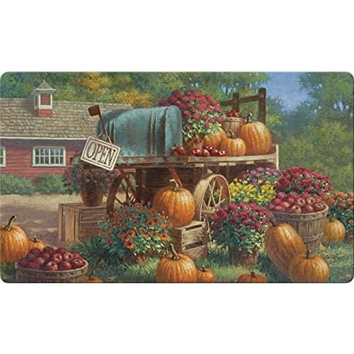 Tapete De Puerta De Otoño Calabazas De Granja 18x30 Pu...