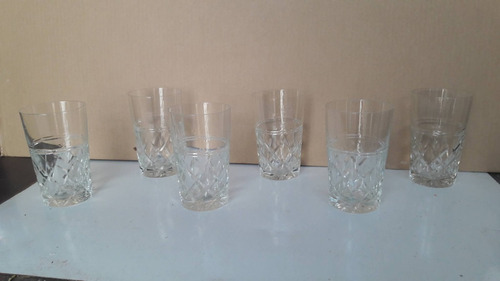 Juego De 6 Vasos De Vidrio Tallado Wisky Altura 13 Cm