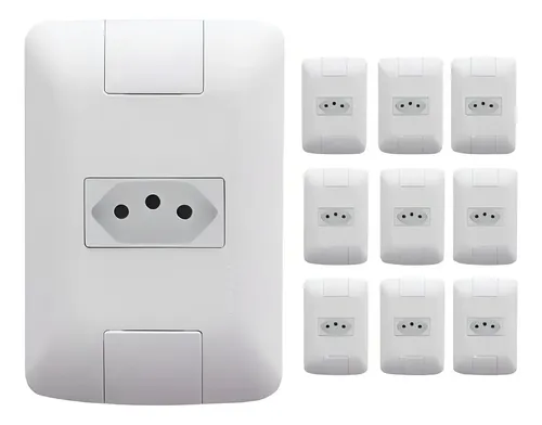 Kit Com 10 Tomadas Simples 10a 250v 2p+t Tramontina Aria Cor Branco