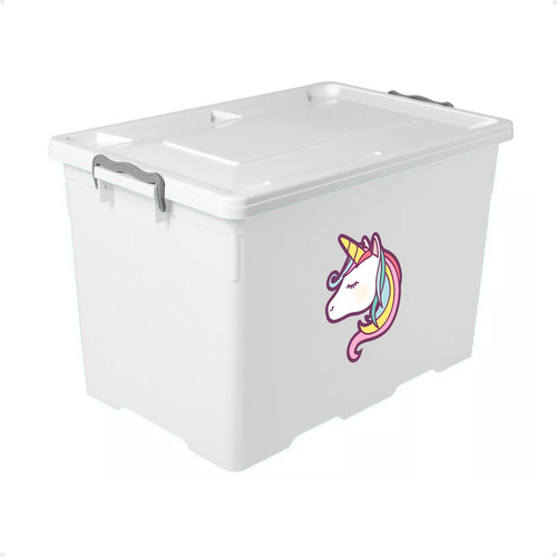 Caja Organizadora De Juguetes Con Ruedas Unicornio 75 Litros