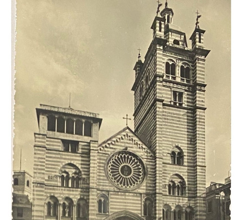 Antigua Postal, Catedral, C. 1900, B/n, Génova, Italia, 3p25