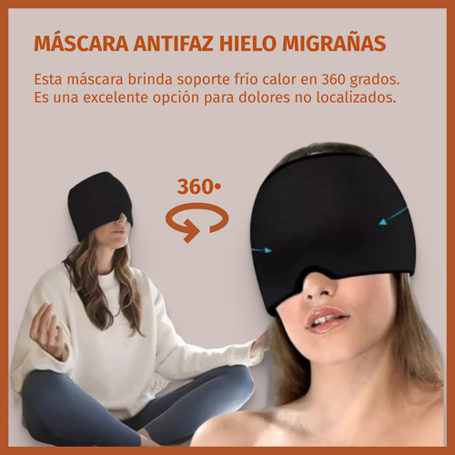 Medicomfort Gorro Migraña 360° Gel Frío Antifaz Dolor Cabeza