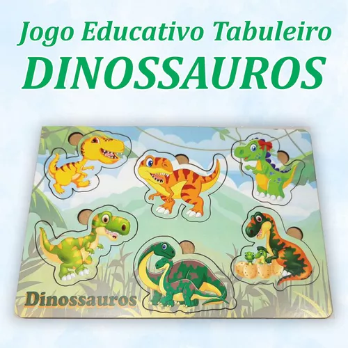 Brinquedo Educativo Tabuleiro Encaixe Dinossauro Mdf - Mega Impress