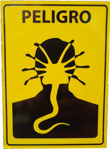 Imagen 1 de 3 de Cartel Aliens Peligro Facehugger Muy Lejano