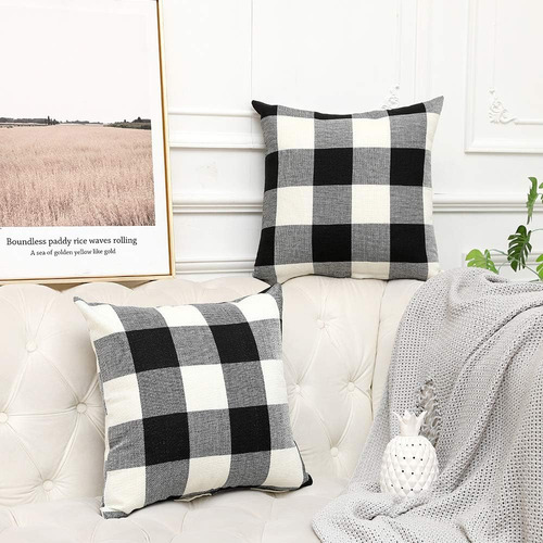 Juego De 2 Fundas De Almohada Decorativas De Lino Y Algodón