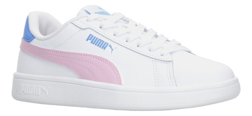 Tenis Puma Smash 3.0 L Jr Blanco Para Niña Colores Pastel Comodos Versatiles Original De Moda Ligero