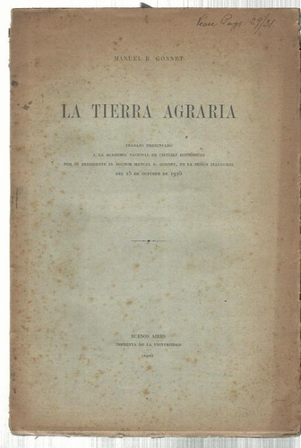 Gonnet La Tierra Agraria 1925