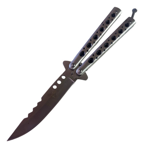 Navaja Mariposa Balisong Con Filo Modelo Platebt Plateada