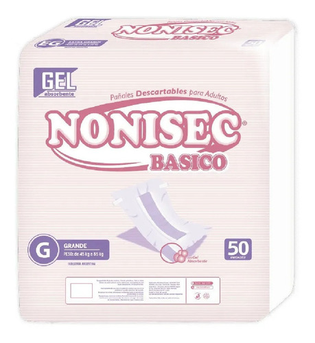 Nonisec pañal para adultos básico recto grande G 50 unidades 45-80 kg