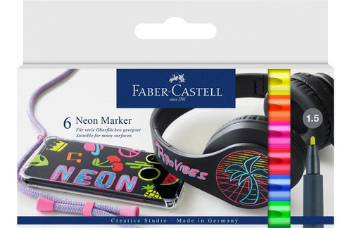 Faber-castell Marcadores Creativos, 6 Colores Neón: Marcad. Color Neón