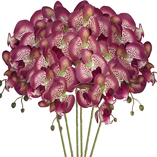 6 Piezas De Flores Artificiales De Orquídeas Phalaenop...