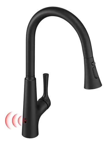 Grifo De Cocina Negro Sin Toque De Gimili Con Rociador De De