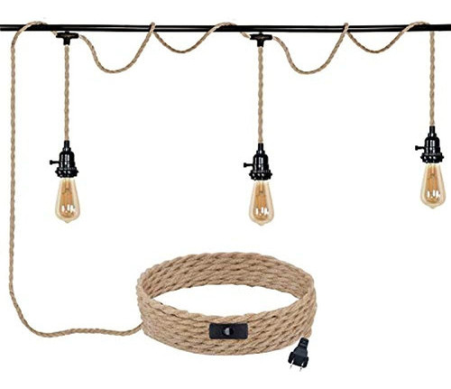 Conecte Las Luces Colgantes Con Cable Cuerda De Cáñamo Kit D