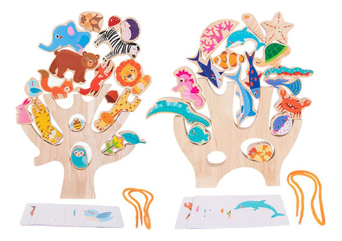 Set De 2 Juguetes De Madera Para El Aprendizaje Temprano De