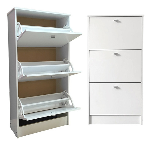 Zapatero Botinero Dormitorio Organizador 18 Pares 3 Puertas Color Blanco