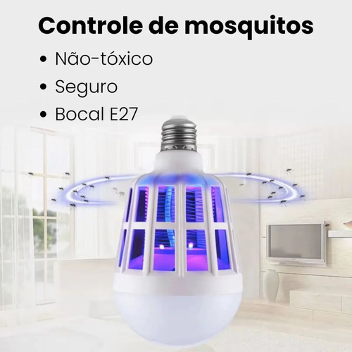Armadilha Mata Mosquito Pernilongo Bulbo Luminaria Led