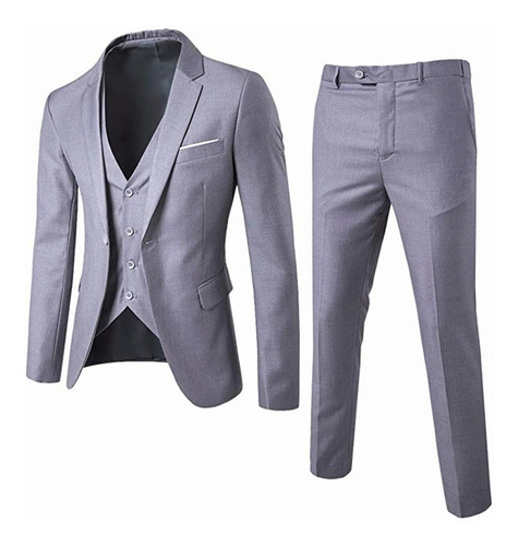 Traje Hombre Formal Casual De Tres Piezas Para  Ajustado