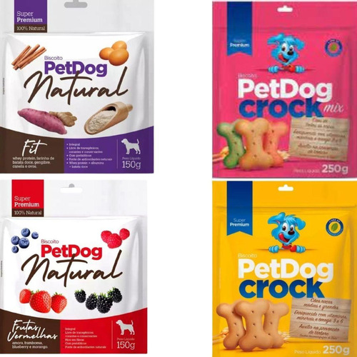 Kit 4 Petdog Natural E Crock Super Premium Para Cães