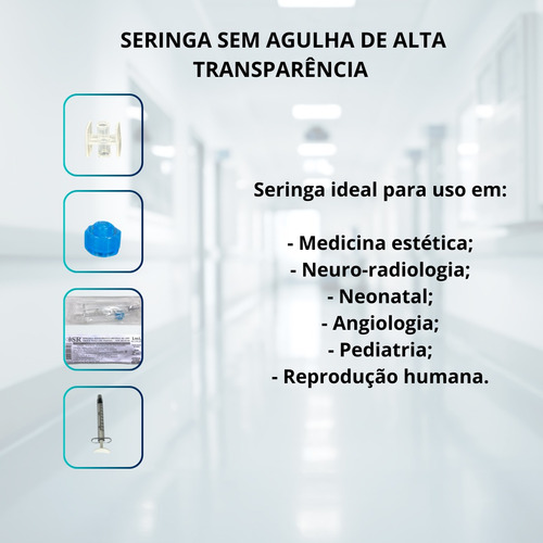 Seringa Cristal 1ml Zero Resíduo Luer Lock Policarbonato 10
