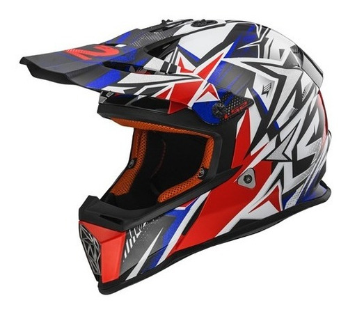 Casco Ls2 Mx437 Fast Strong White Blue Red