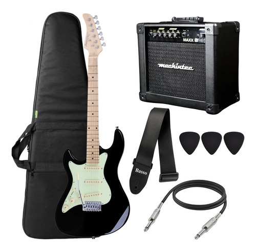 Kit Guitarra Canhota Strinberg Sts100 Lh + Amplificador Cor Preta Orientação Da Mão Canhoto