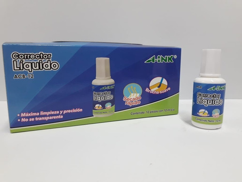 Corrector Liquido A-ink 1 Pz 12 Ml Tipo Liquid Paper