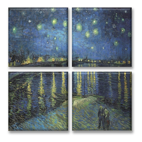 Cuadro Canva Set Noche Estrellada By Van Gogh 4x20x20 Cm