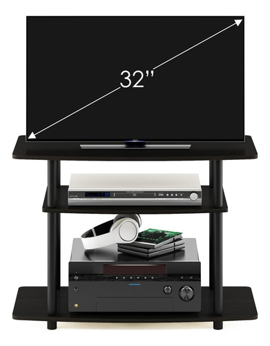 Furinno Tools - Mesa De 3 Niveles Para Tv., Madera, Espress. Color Espresso / negro