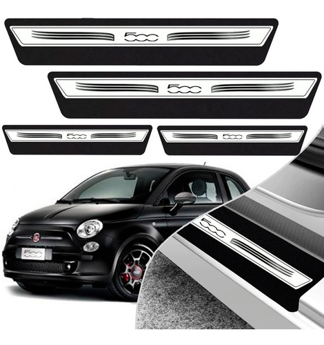 Kit 8 Peças Soleira Adesivo Porta Fiat 500 2010 2011 2012 2