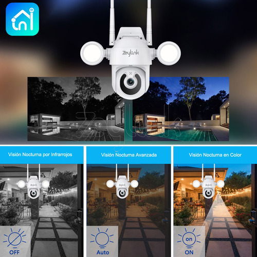 Cámara Ip Wifi Exterior 5mp Visión Nocturna Luz Led Zeylink