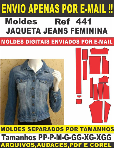 Imagem 1 de 1 de Moldes De Jaqueta Jeans Feminina