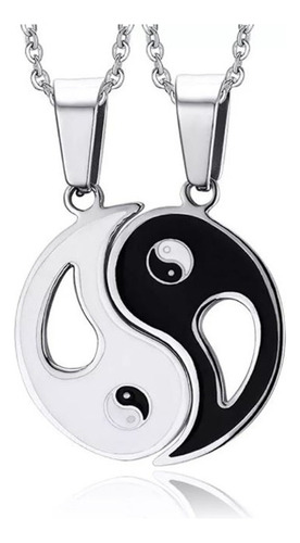 Collares Yin Yang Parejas Enamorados Novios Amigos 2pza Color Negro